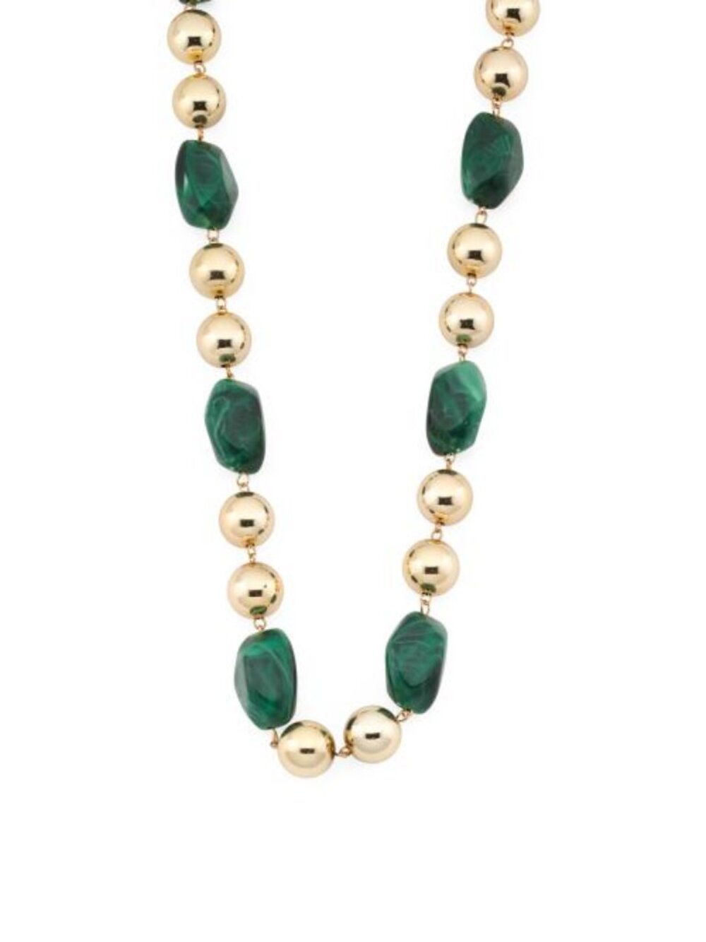 NATASHA Gold And Emerald Beaded Necklace - Picture 1 of 3